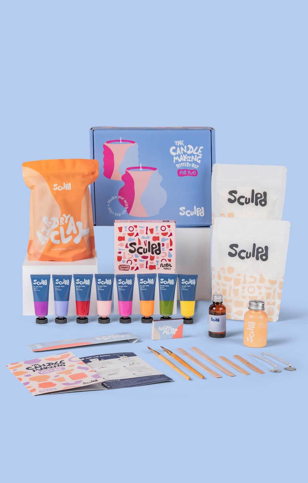 Sculpd Candle Making Kit for Two with Floral Tones Paint Set