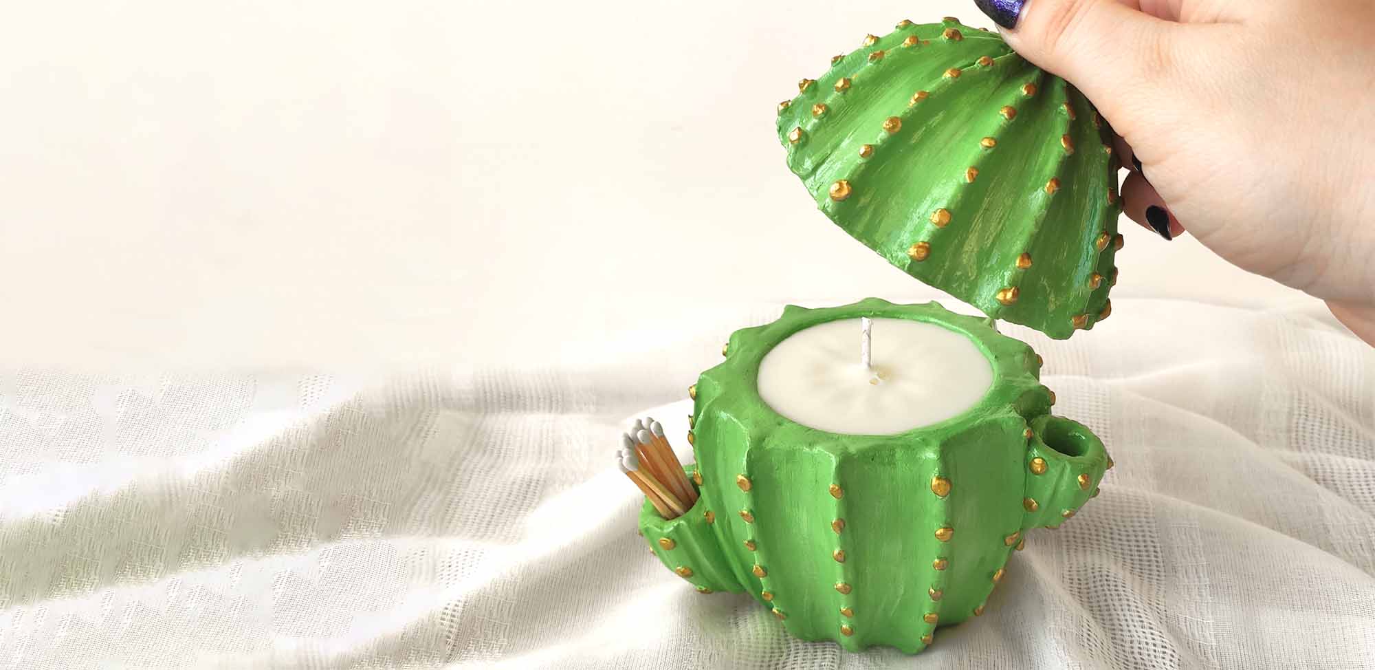 Cactus candle making by plantshadestudio