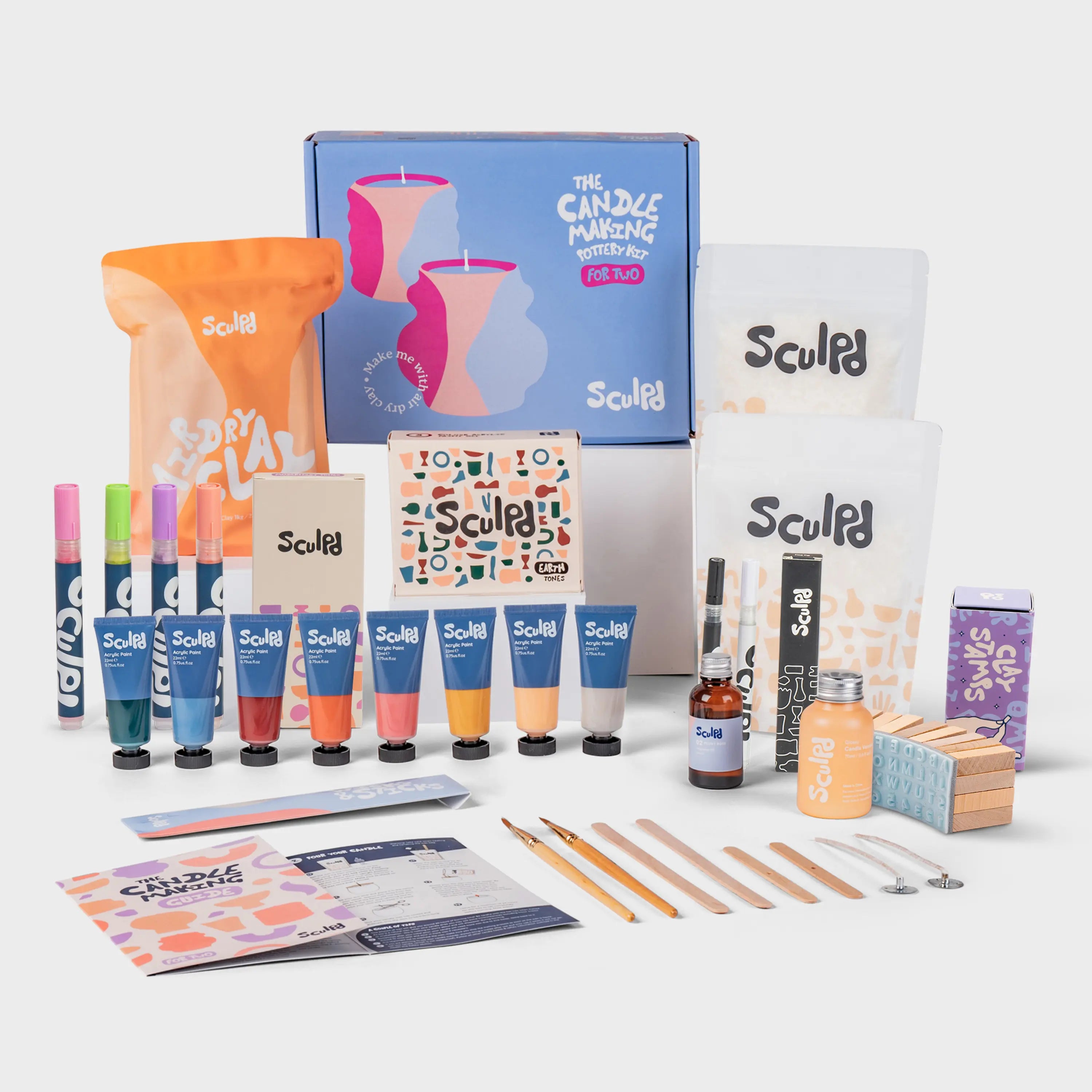 Ultimate Candle Earth Paints with Modernist and Fine Tip Pens and Letter Stamps