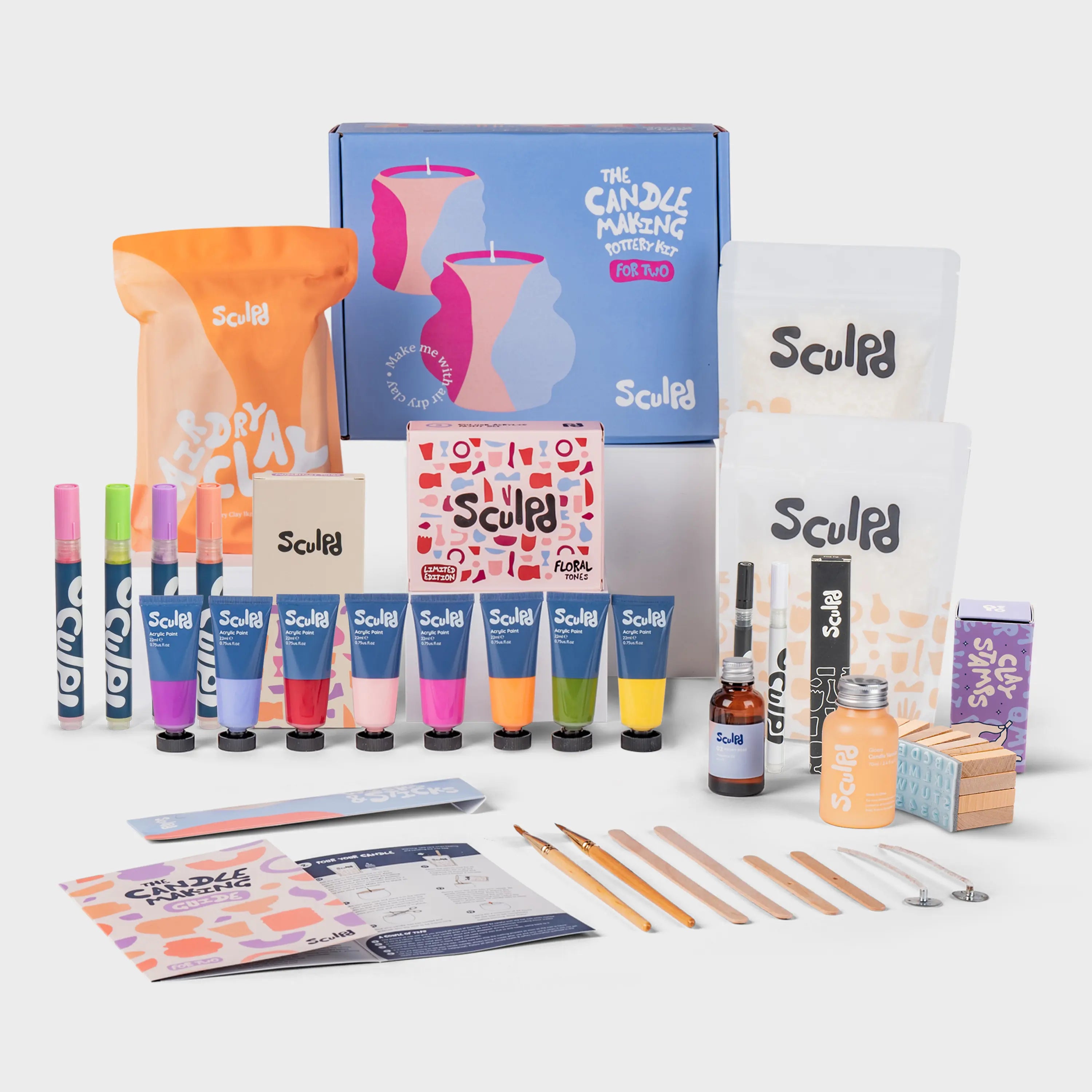 Ultimate Candle Floral Paints with Modernist and Fine Tip Pens and Letter Stamps