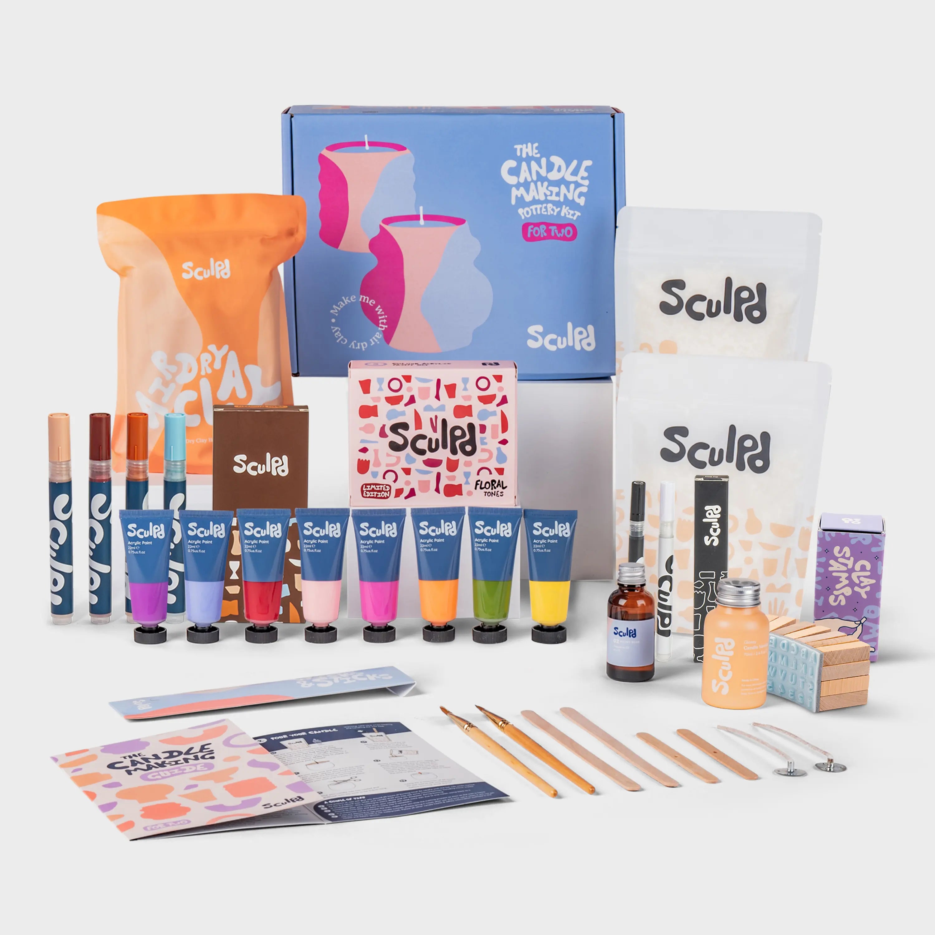 Ultimate Candle Floral Paints with Terracotta and Fine Tip Pens and Letter Stamps
