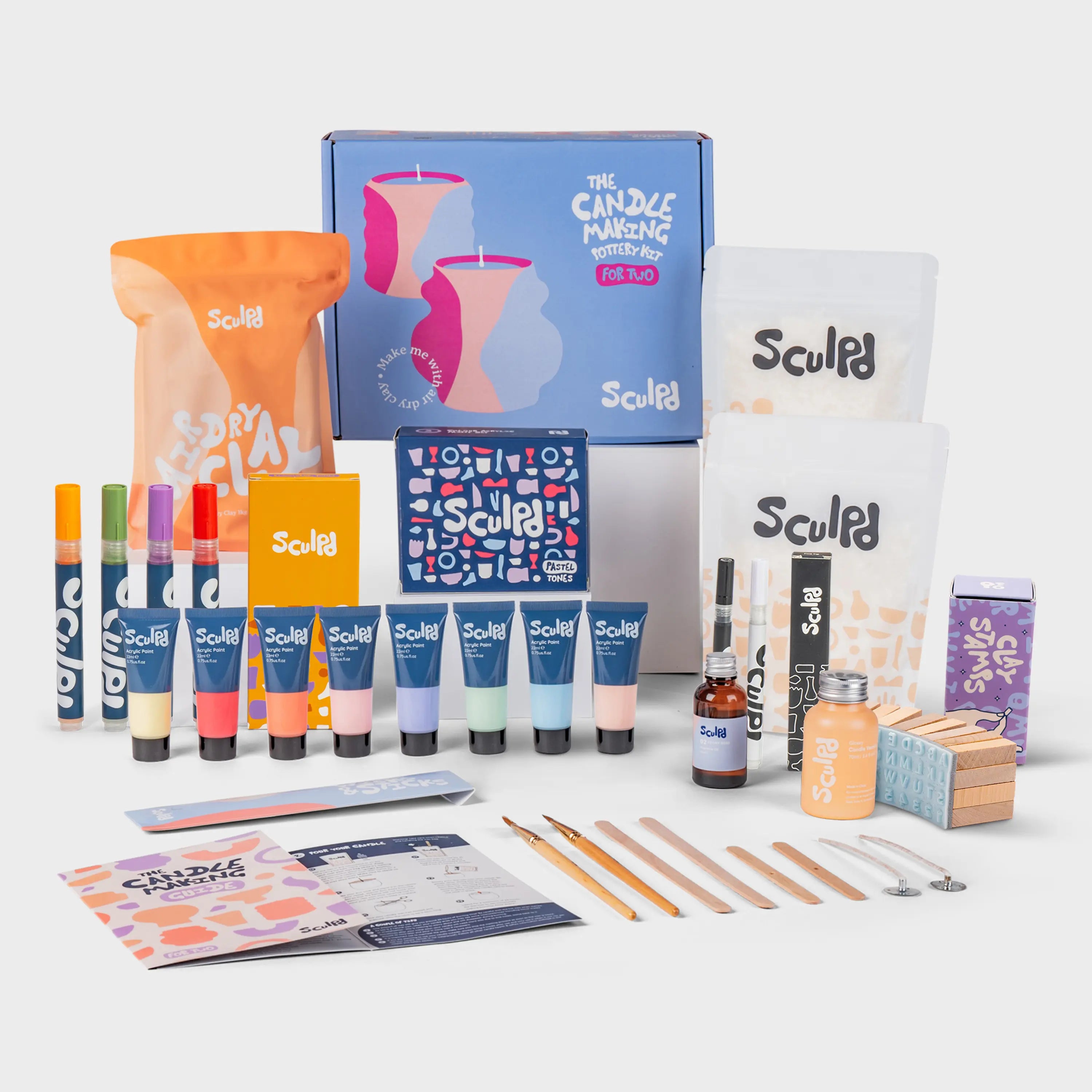Ultimate Candle Pastel Paints with Bloomsbury and Fine Tip Pens and Letter Stamps