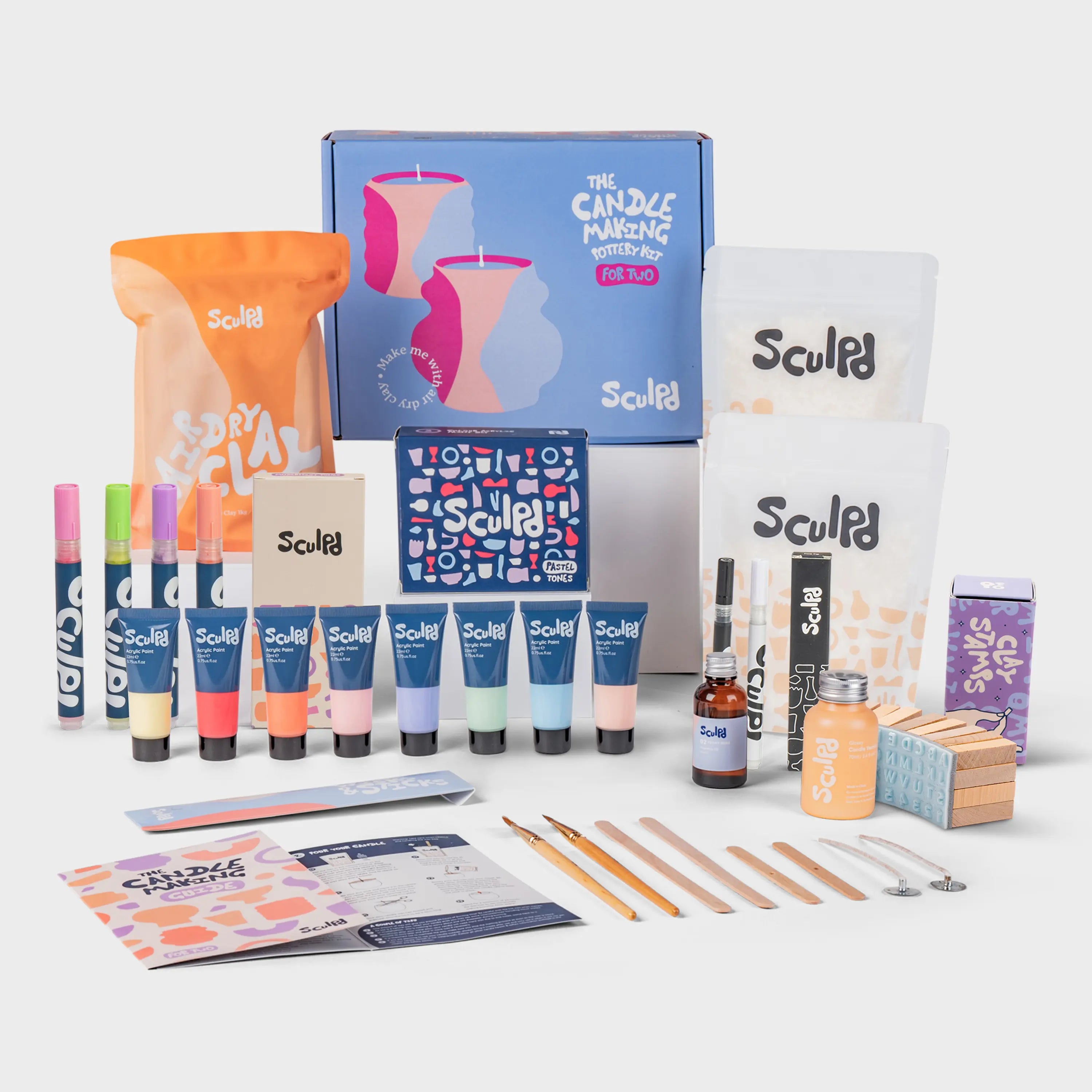 Ultimate Candle Pastel Paints with Modernist and Fine Tip Pens and Letter Stamps