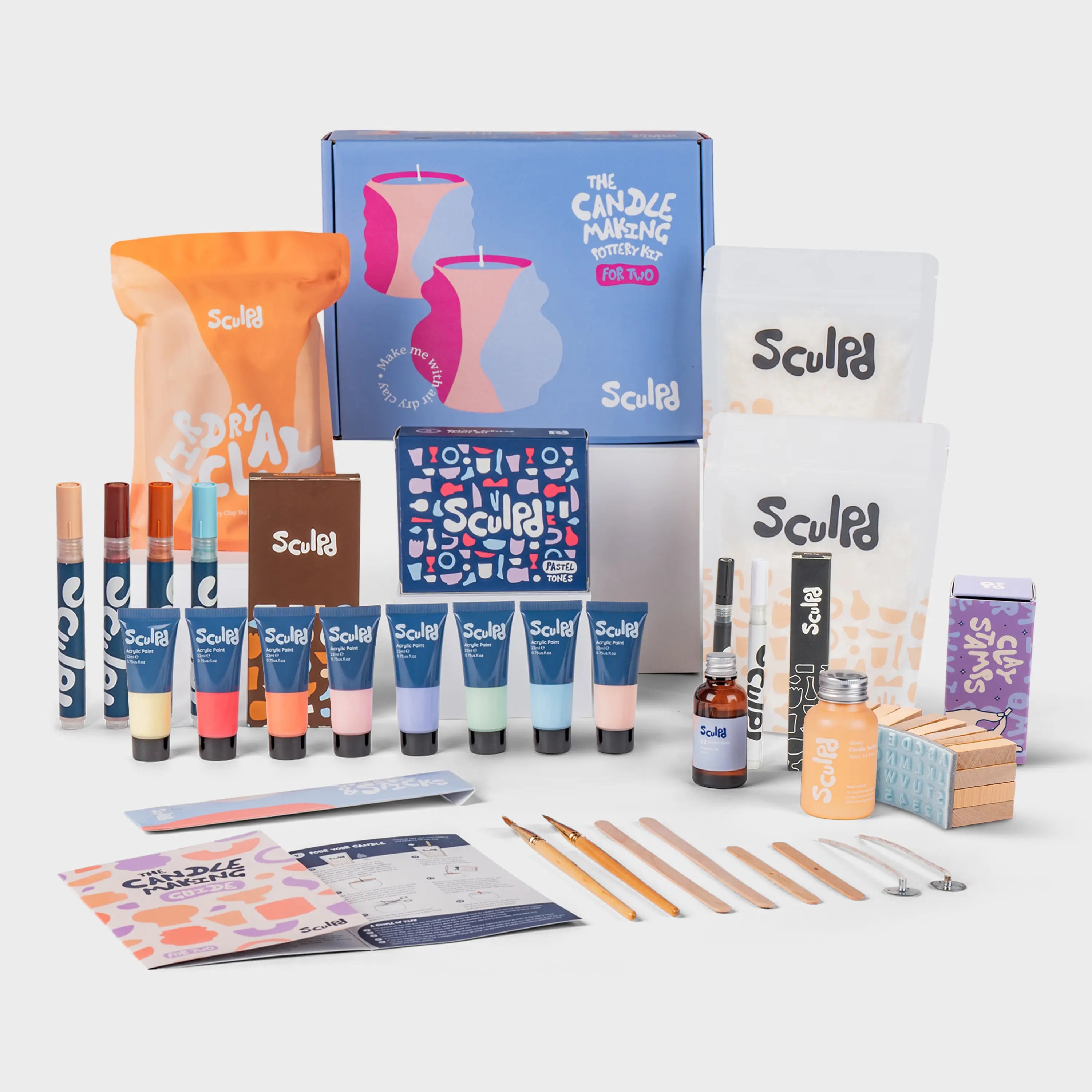 Ultimate Candle Pastel Paints with Terracotta and Fine Tip Pens and Letter Stamps