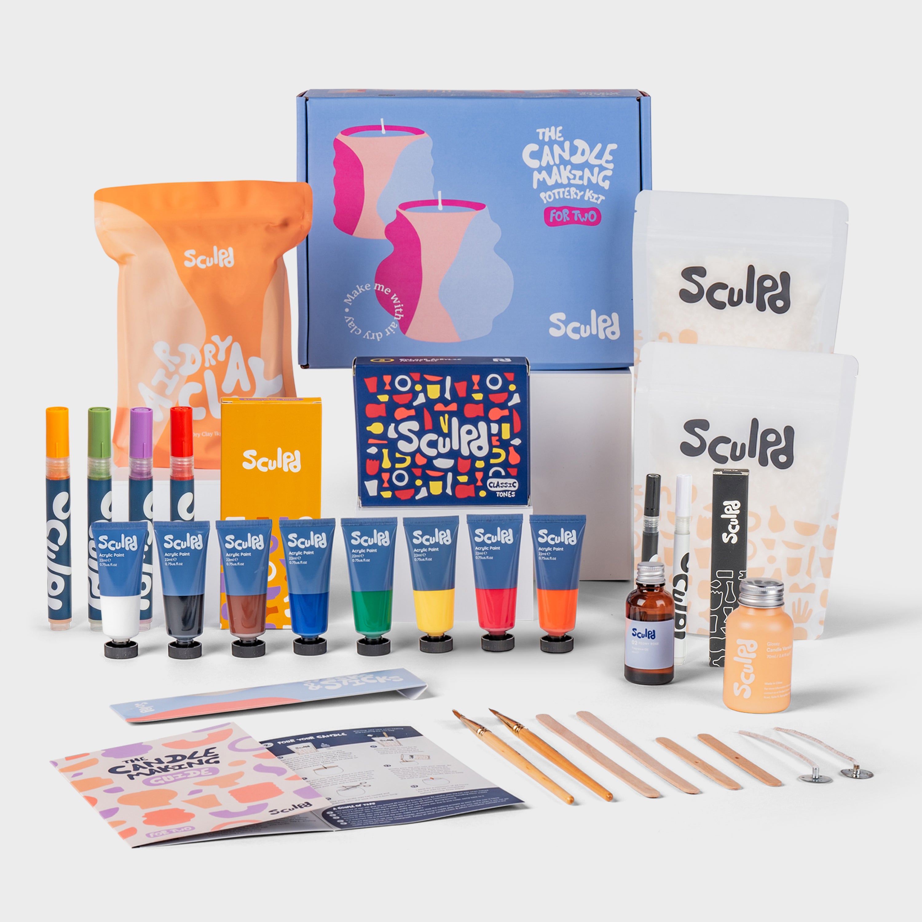 Sculpd ultimate candle bundle with classic paints, Bloomsbury pens and fine tip pens set
