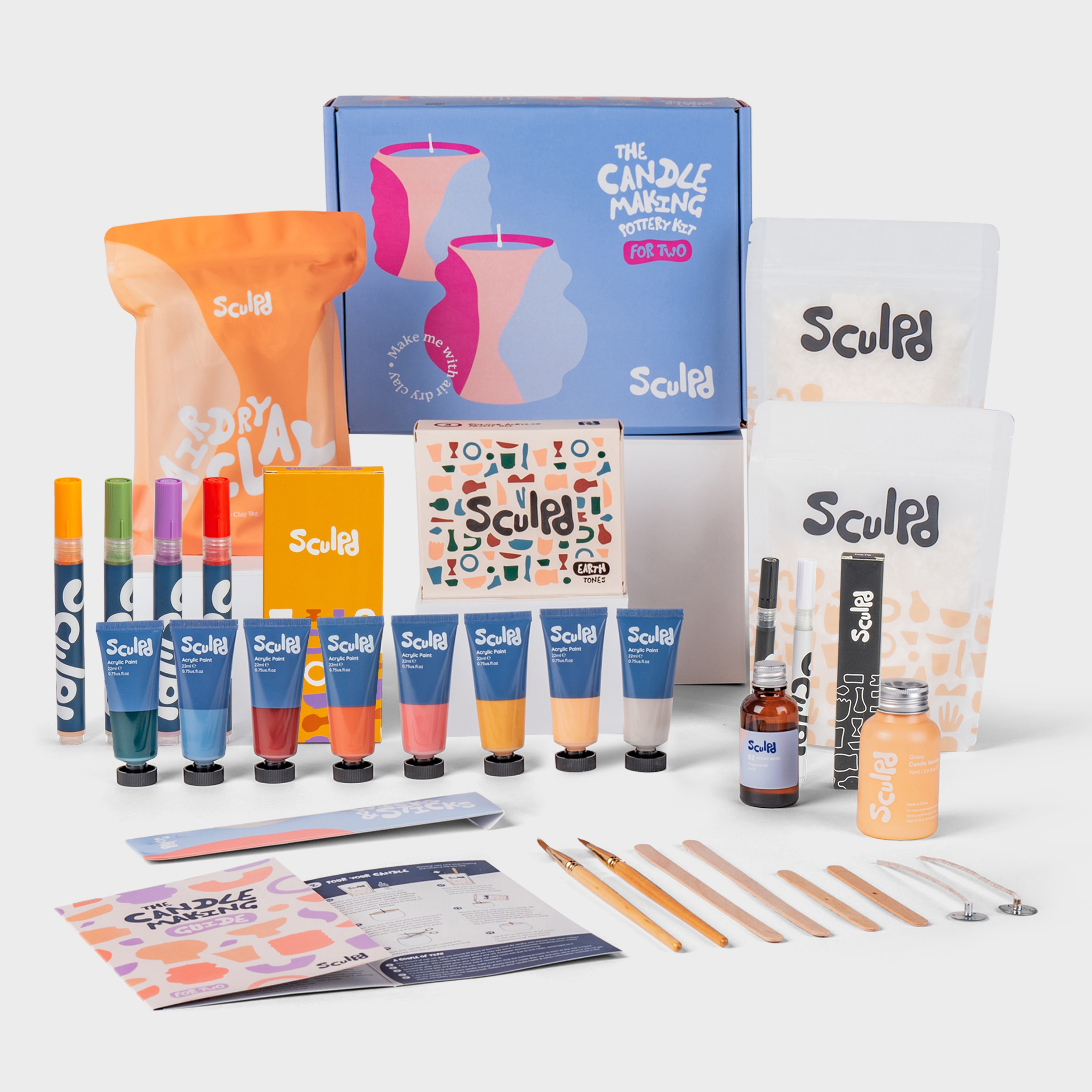Sculpd ultimate candle bundle with earth paints, Bloomsbury pens and fine tip pens set