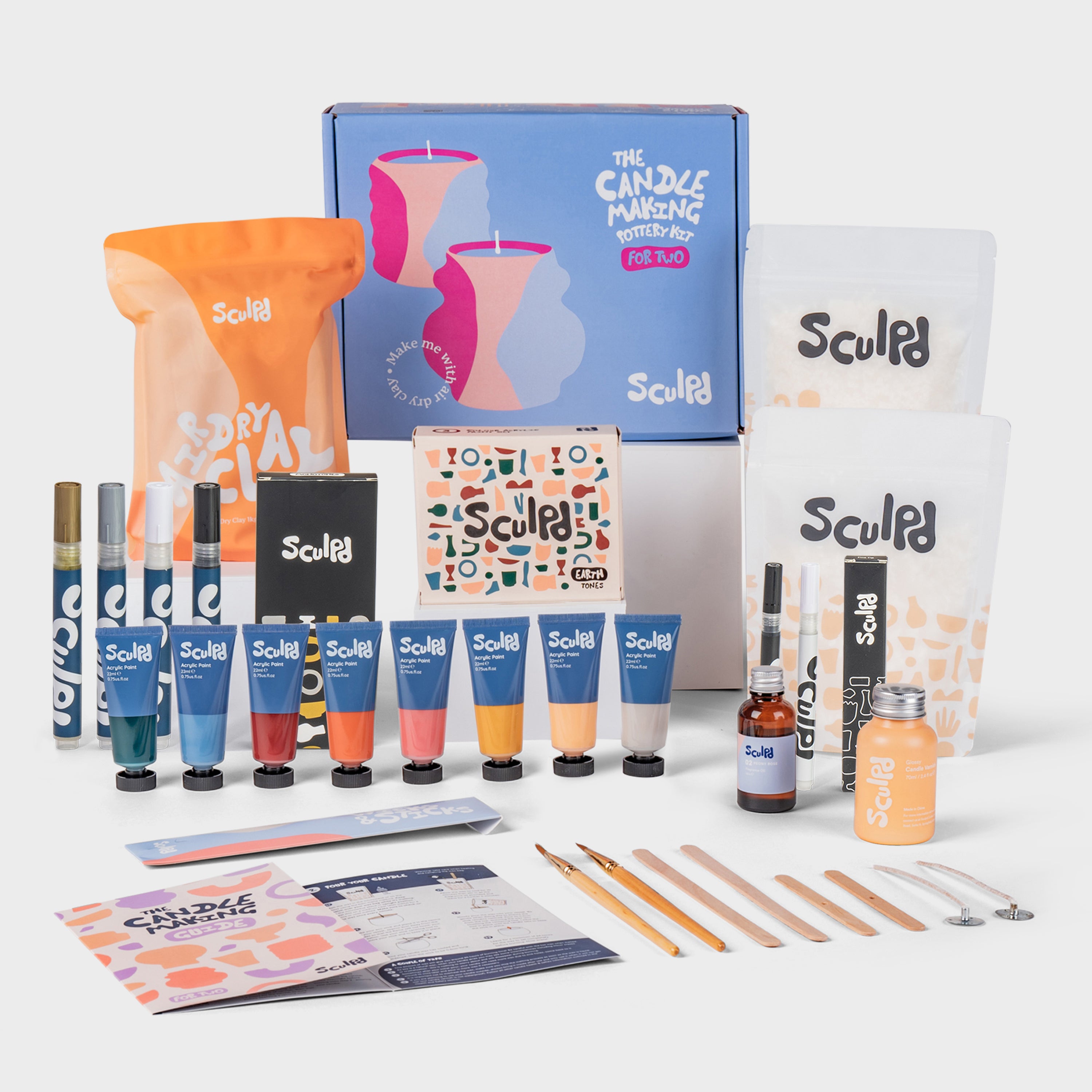 Sculpd ultimate candle bundle with earth paints, Monotones pens and fine tip pens set