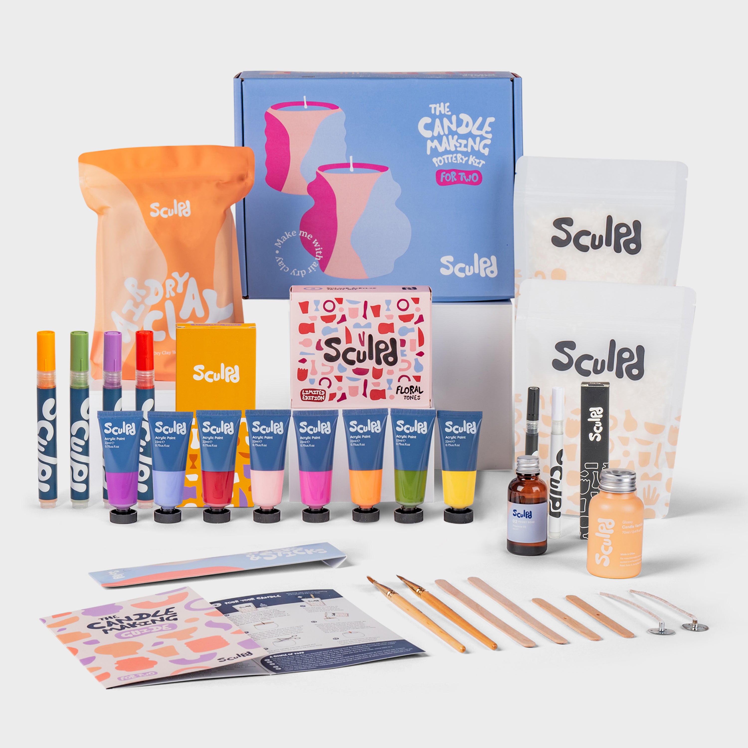 Sculpd ultimate candle bundle with floral paints, Bloomsbury pens and fine tip pens set