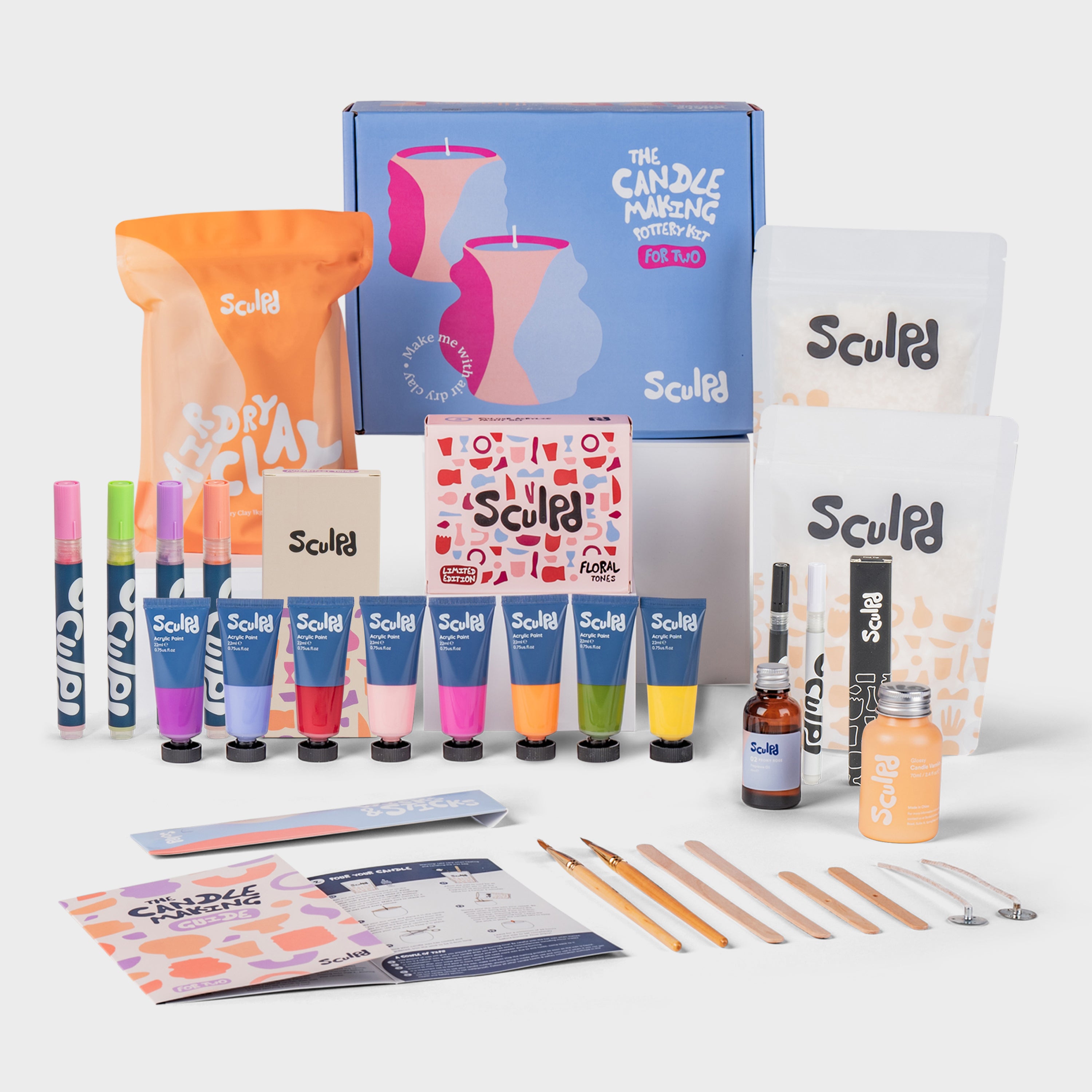 Sculpd ultimate candle bundle with floral paints, Modernist pens and fine tip pens set