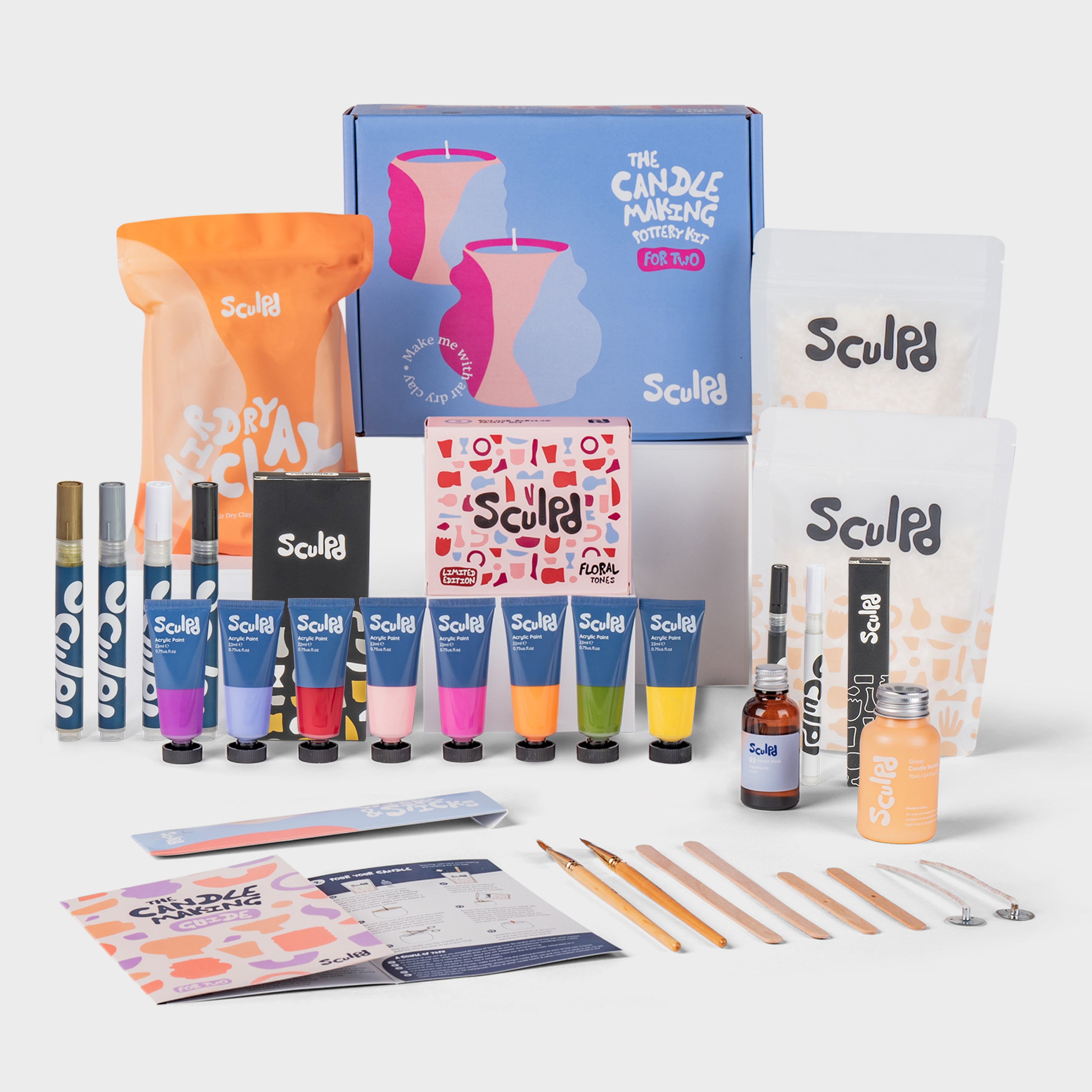 Sculpd ultimate candle bundle with floral paints, Monotones pens and fine tip pens set