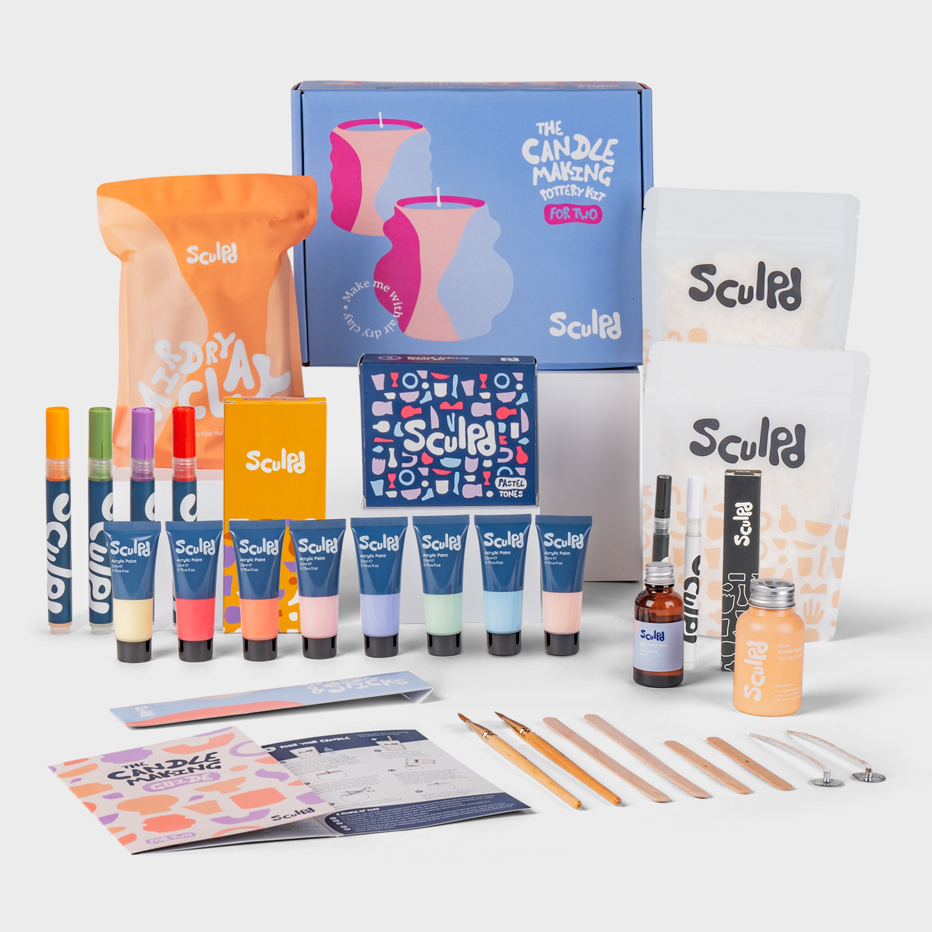 Sculpd ultimate candle bundle with pastel paints, Bloomsburry pens and fine tip pens set