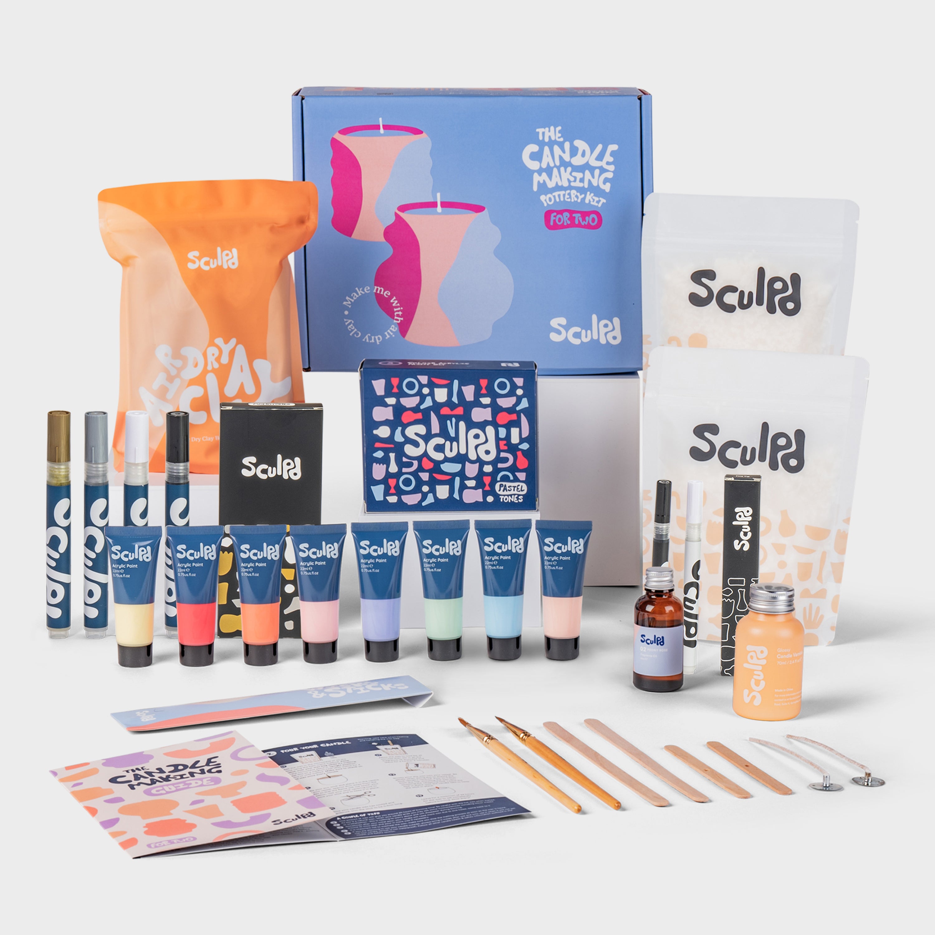 Sculpd ultimate candle bundle with pastel paints, Monotones pens and fine tip pens set