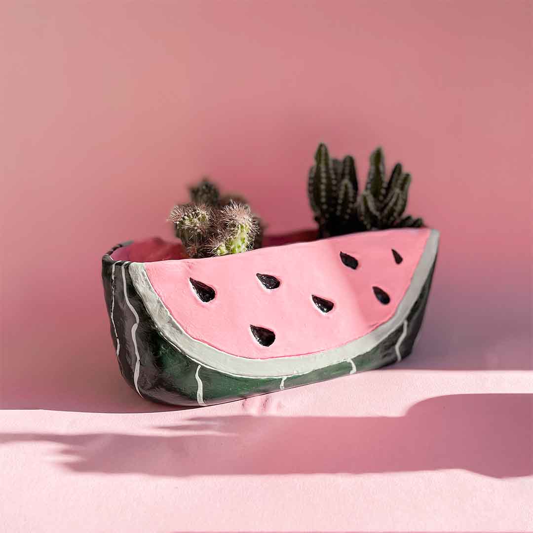 Watermelon cactus pot by Junifer Tash